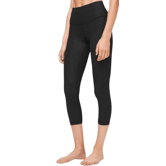 LULULEMON ATHLETICA Align Crop 21' In Diverge Emboss Black Size 8 - Picture 2 of 5